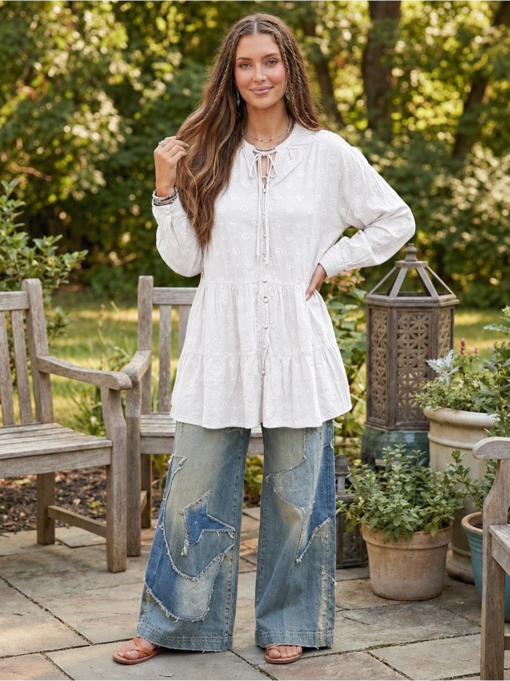 Jaded Gypsy Peace Be With You Embroidered Tunic Top Boho Lagenlook Size S/M